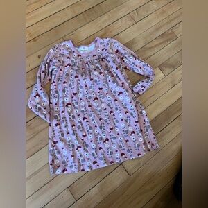 Hanna Andersson long sleeve pink mushroom and flower youth dress